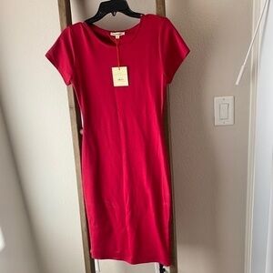 NWT - bodycon red dress with t-shirt style sleeves